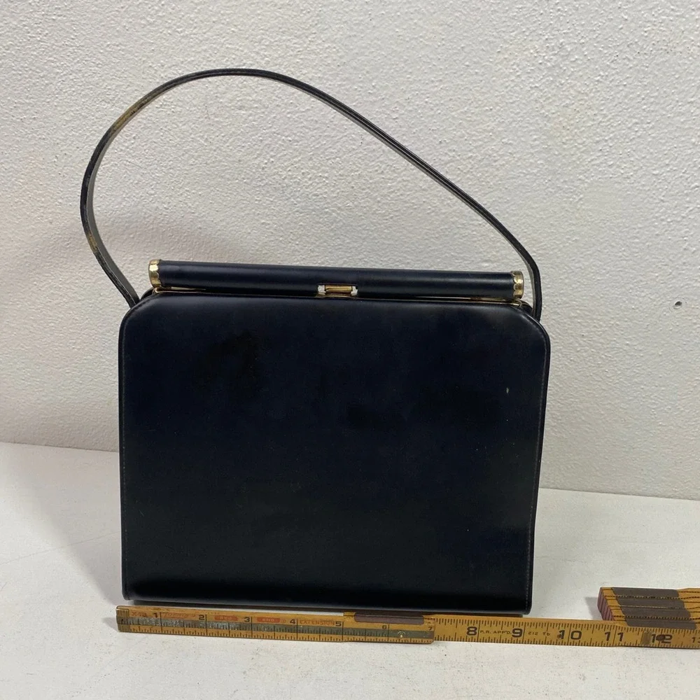 Vintage 60s Colorblock Patchwork Suede Leather Frame Handbag Mod Mid Century